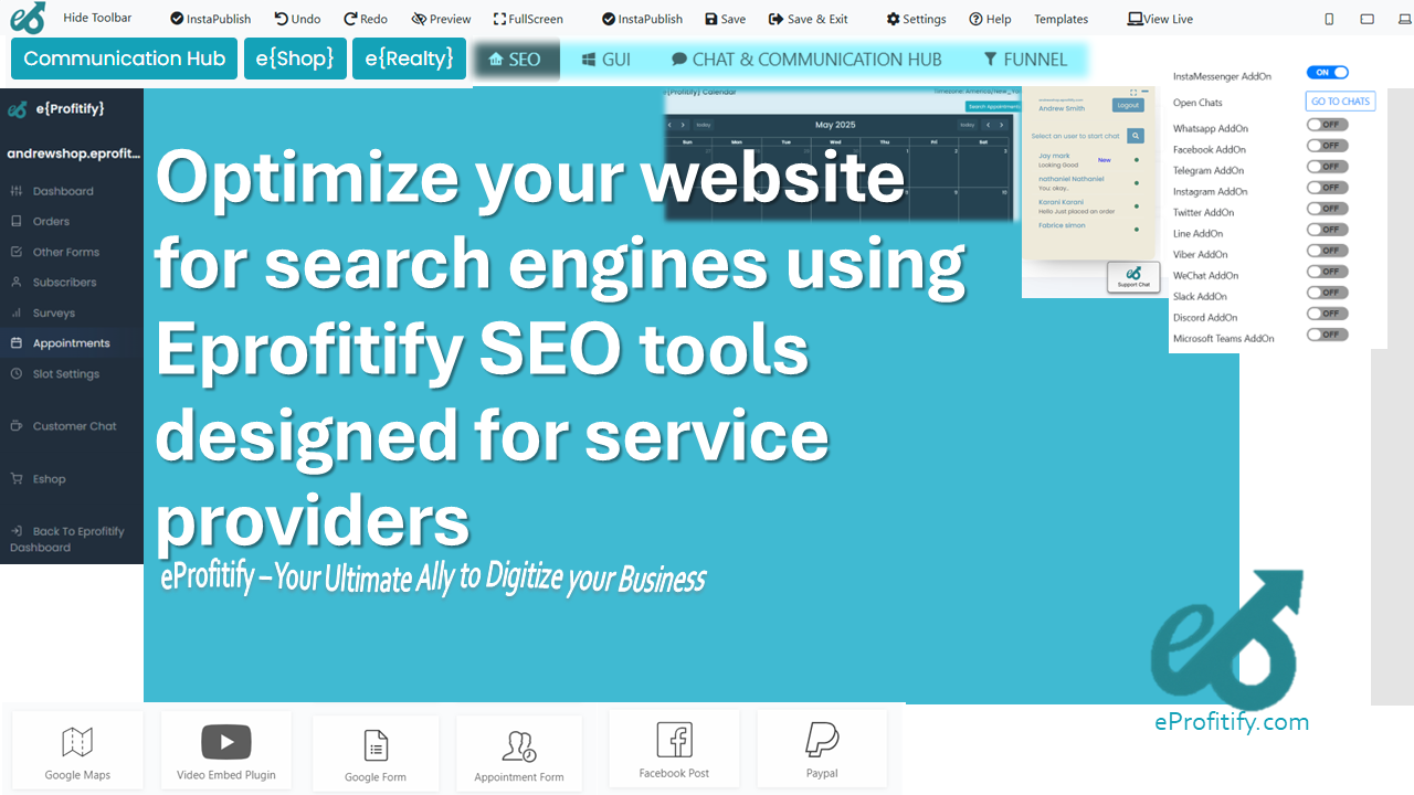 Optimize your website for search engines using Eprofitify SEO tools designed for service providers
